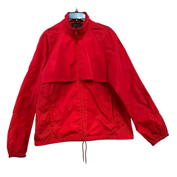 Vintage Eddie Bauer Mens Nylon Windbreaker Jacket Medium Red Hooded - Picture 1 of 9